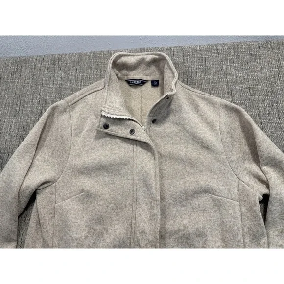 Lands' End Women's Beige Zip Up And Snap Up Jacket Size Large With Pockets - Picture 6 of 14